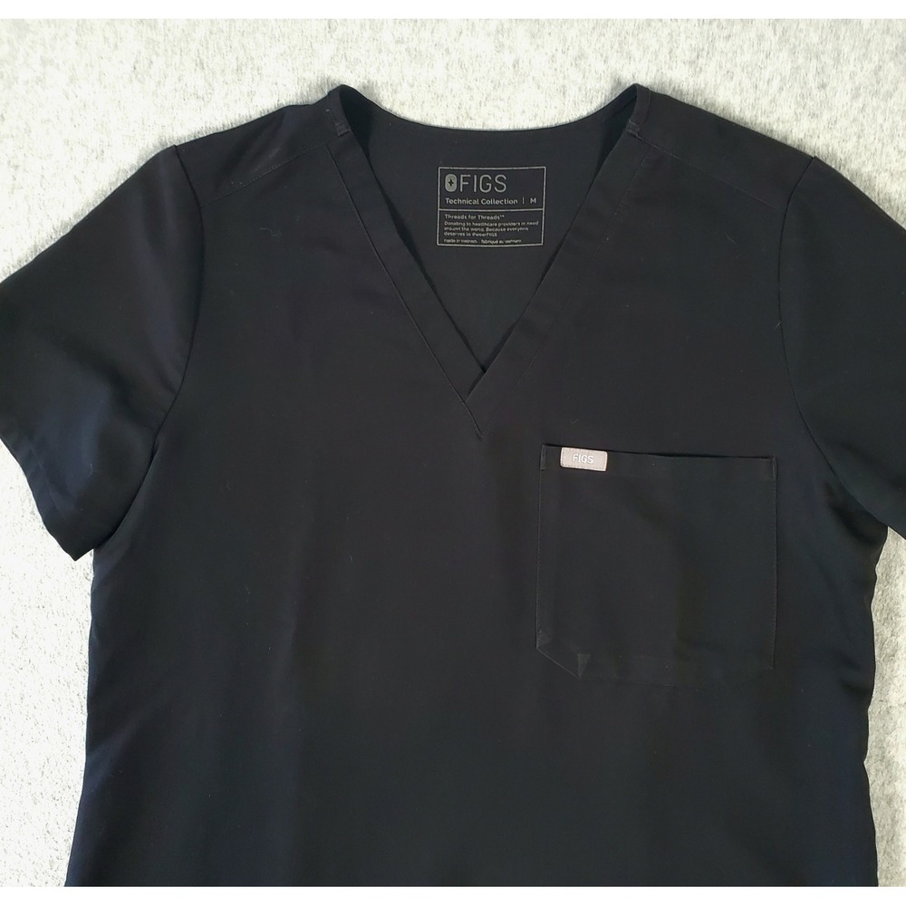 Figs Catarina Technical Collection V-Neck Scrub Top Black Women's Medium - Picture 5 of 10
